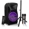 5 Core Party Speaker Portable PA System 2 Wireless Microphone Bluetooth Loud Big Subwoofer Active Powered DJ Karaoke Machine for Studio Indoor Outdoor