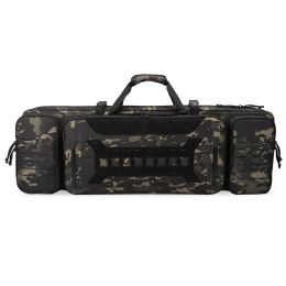 VOTAGOO Double Rifle Case Gun Bag, Safely Long-Barrel Firearm Transportation Cases  Locks, All-Weather Soft Tactical Range Bag Ackpack For Shotgun Spa (Option: Dark Camo-36inches)